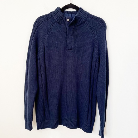 Flag & Anthem Other - NWT Flag &‎ Anthem 1/4 Snap Heavyweight Knit Mock Neck Sweater Mens Medium Navy